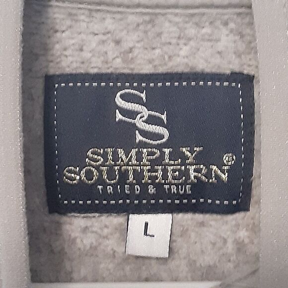 Simply Southern Women's Pullover Large Soft Knit Sweater Gray 1/4 Button Up - Picture 5 of 8